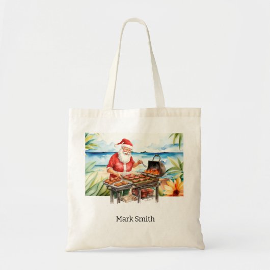 Kerst in juli met de Kerstman op het strand Tote Bag (Voorkant)