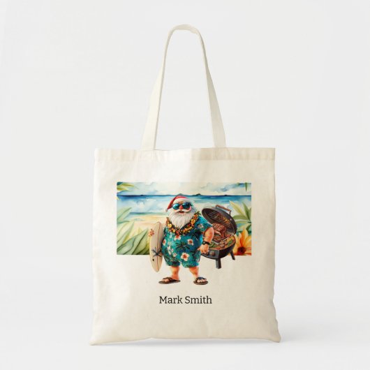 Kerst in juli met de Kerstman op het strand Tote Bag (Voorkant)