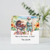 Kerst in juli met Santa at Beach Holiday Kaart (Staand voorkant)