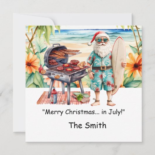 Kerst in juli met Santa at Beach Holiday Kaart (Voorkant)