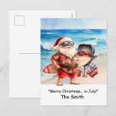 Kerst in juli met Santa at Beach Holiday Kaart (Voorkant / Achterkant)