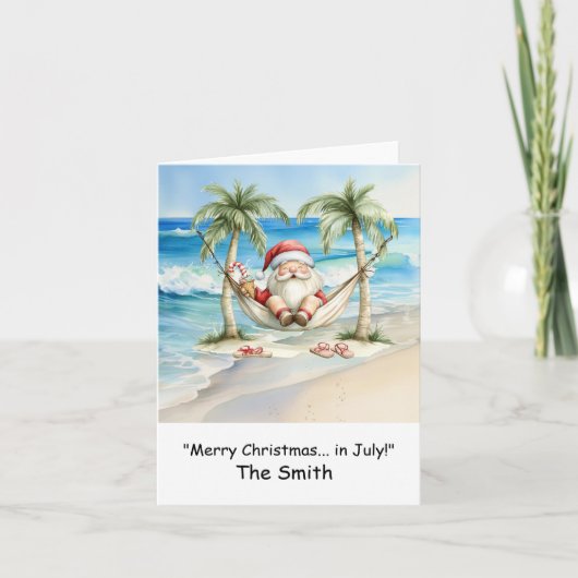 Kerst in juli met Santa at Beach Holiday Kaart (Voorkant)