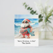 Kerst in juli met Santa at Beach Holiday Kaart (Staand voorkant)