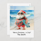 Kerst in juli met Santa at Beach Holiday Kaart (Voorkant / Achterkant)