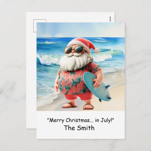Kerst in juli met Santa at Beach Holiday Kaart (Voorkant / Achterkant)