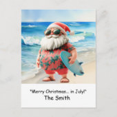 Kerst in juli met Santa at Beach Holiday Kaart (Voorkant)
