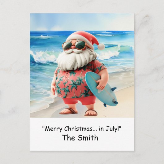Kerst in juli met Santa at Beach Holiday Kaart (Voorkant)