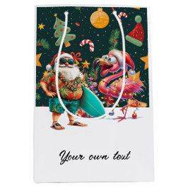 Kerst in juli met Santa Flamingo dansen Medium Cadeauzakje