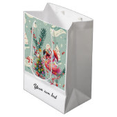 Kerst in juli met Santa Flamingo dansen Medium Cadeauzakje (Voorkant Gekanteld)