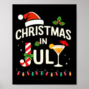 Kerst in juli met snoepriet voor zomerstrand poster