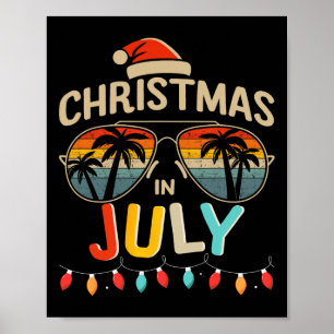 Kerst in juli met zonnebrillen voor de zomer poster