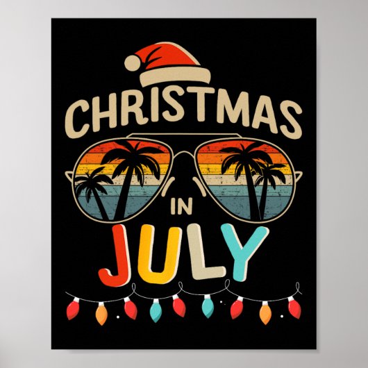 Kerst in juli met  zonnebrillen voor de zomer poster (Voorkant)