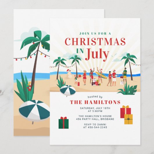 Kerst in juli Modern Familie Zomerfeest Kaart (Voorkant / Achterkant)