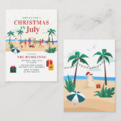 Kerst in juli Modern Familie Zomerfeest Notitiekaartje (Voorkant / Achterkant)