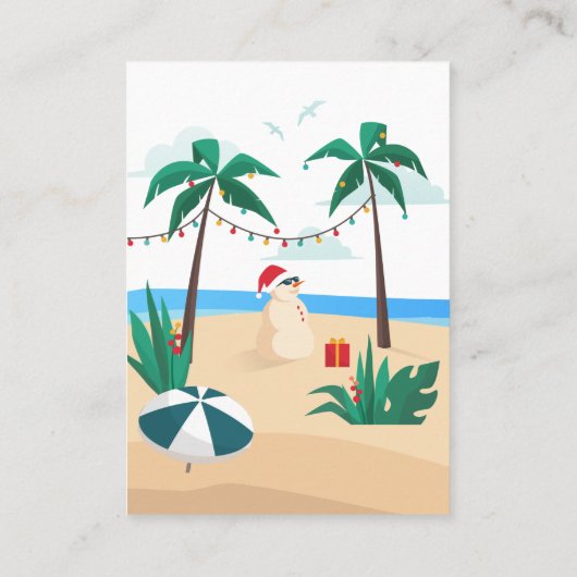 Kerst in juli Modern Familie Zomerfeest Visitekaartje (Achterkant)