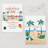 Kerst in juli Modern Familie Zomerfeest Visitekaartje (Voorkant / Achterkant)