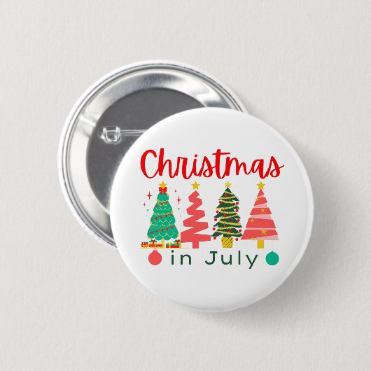 kerst in juli ronde button 5,7 cm (Voorkant /achterkant)