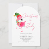 Kerst in juli Roze Flamingo Party Uitnodiging (Voorkant)