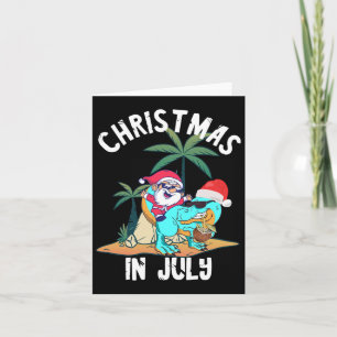 Kerst in juli Santa Dinosaurs T-rex Summer Haw Kaart