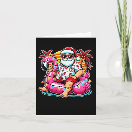 Kerst in juli Santa Flamingo Float Summer Kerstmis Kaart (Voorkant)