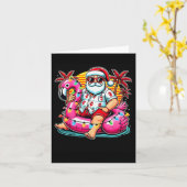 Kerst in juli Santa Flamingo Float Summer Kerstmis Kaart (Gele Bloem)