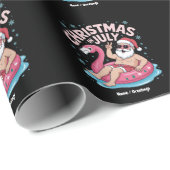 Kerst in juli Santa Flamingo Funny Summer Kerstmis Cadeaupapier (Rol Hoek)