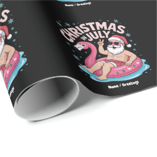 Kerst in juli Santa Flamingo Funny Summer Kerstmis Cadeaupapier