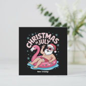 Kerst in juli Santa Flamingo Funny Summer Kerstmis Kaart (Staand voorkant)