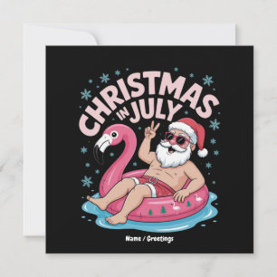 Kerst in juli Santa Flamingo Funny Summer Kerstmis Kaart