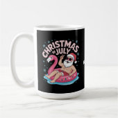 Kerst in juli Santa Flamingo Funny Summer Kerstmis Koffiemok (Links)