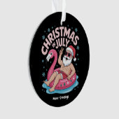Kerst in juli Santa Flamingo Funny Summer Kerstmis Ornament (voorkant)