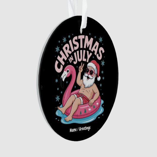 Kerst in juli Santa Flamingo Funny Summer Kerstmis Ornament (voorkant)