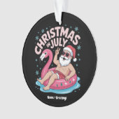 Kerst in juli Santa Flamingo Funny Summer Kerstmis Ornament (voorkant)