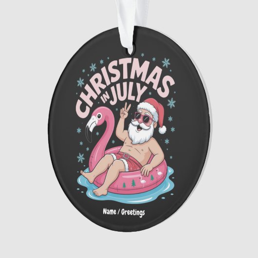Kerst in juli Santa Flamingo Funny Summer Kerstmis Ornament (voorkant)