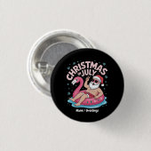 Kerst in juli Santa Flamingo Funny Summer Kerstmis Ronde Button 3,2 Cm (Voorkant /achterkant)