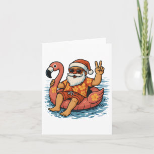 Kerst in juli Santa Flamingo Summer Xmas Boys Kaart