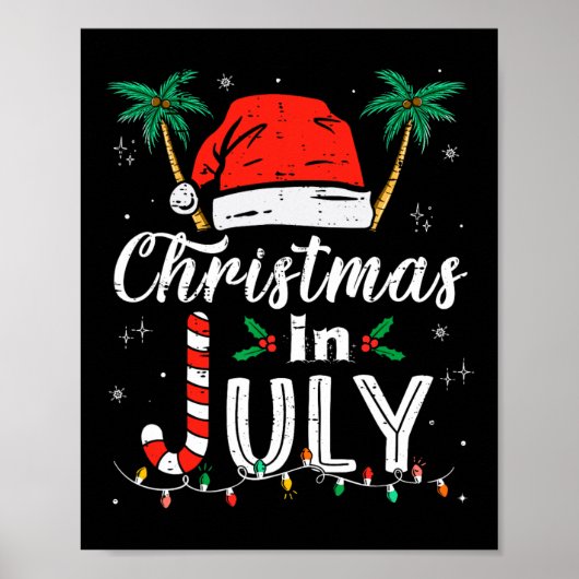 Kerst in juli Santa Hat Funny Xmas Mannen Vrouwen Poster (Voorkant)