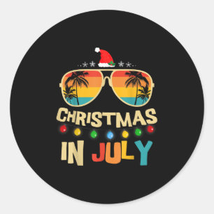 Kerst in juli Santa Hat Sungles Zomervakantie Ronde Sticker