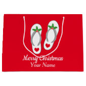 Kerst in juli schattige strandtas met teenslippers groot cadeauzakje (Voorkant)