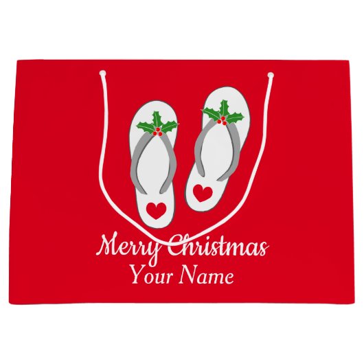 Kerst in juli schattige strandtas met teenslippers groot cadeauzakje (Voorkant)