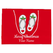 Kerst in juli schattige strandtas met teenslippers groot cadeauzakje (Achterkant)