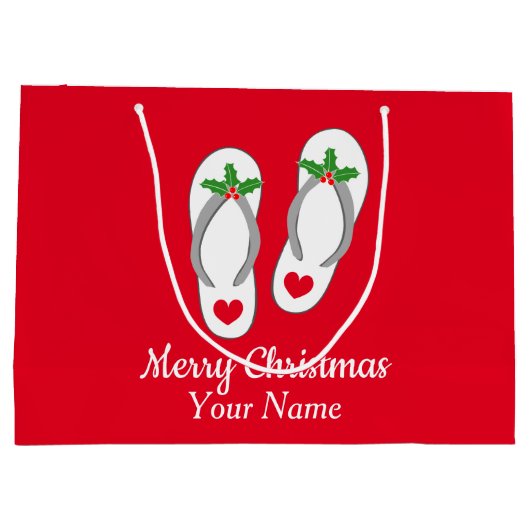 Kerst in juli schattige strandtas met teenslippers groot cadeauzakje (Achterkant)