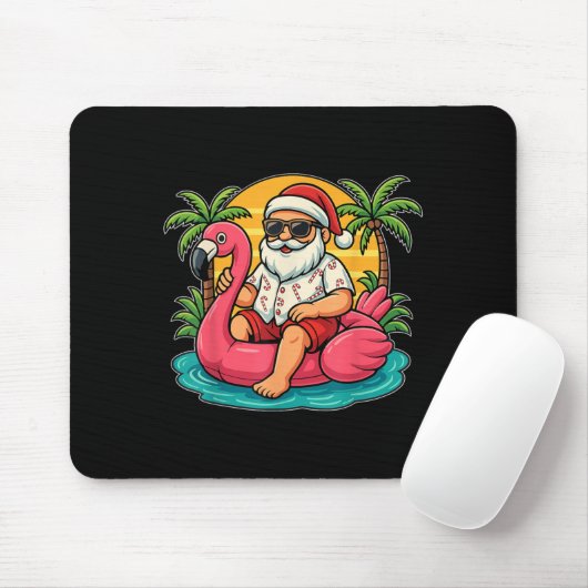 Kerst in juli Shirt Santa Flamingo Float Mannen Wo Muismat (Met muis)