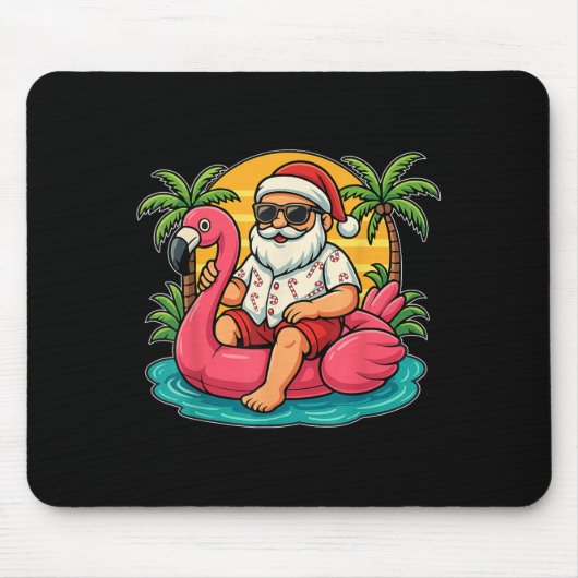 Kerst in juli Shirt Santa Flamingo Float Mannen Wo Muismat (Voorkant)