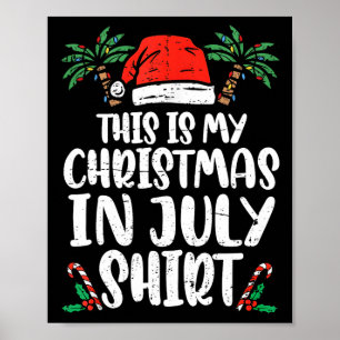 Kerst in juli Shirt Santa Hat Zomer Strand Vac Poster