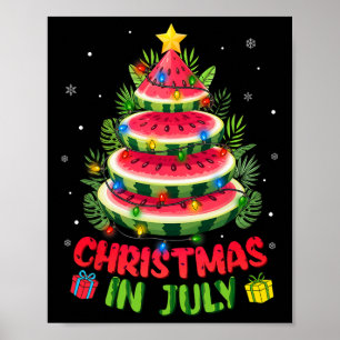 Kerst in juli-shirts Watermeloen Boom Strand Zomer Poster