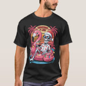 Kerst in juli Skeleton Flamingo Float Zomer X T-shirt (Voorkant)