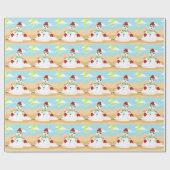 kerst in juli sneeuwman cadeaupapier (Vlak)