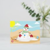 kerst in juli sneeuwman feestdagenkaart (Staand voorkant)