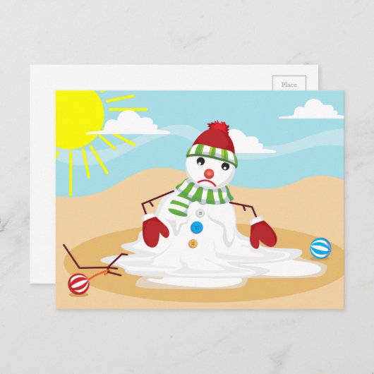 kerst in juli sneeuwman feestdagenkaart (Voorkant / Achterkant)